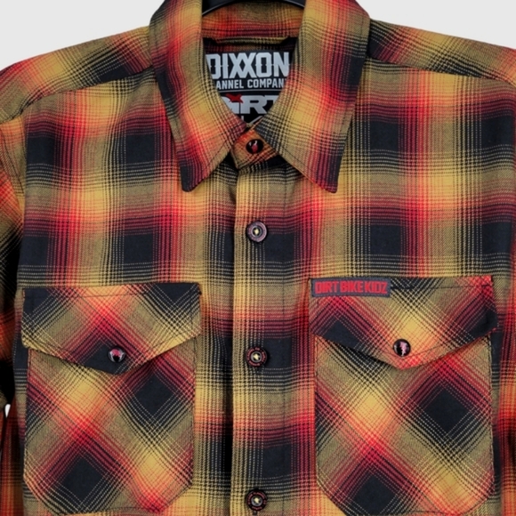 DIXXON DBK Dirt Bike Kidz Button Up Flannel Orange, Yellow - Picture 4 of 16